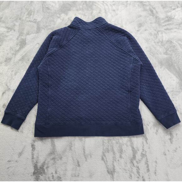 Eddie Bauer Sweater Mens L Blue Midweight Quarter Snap Mock Quilted Pullover - Picture 3 of 9